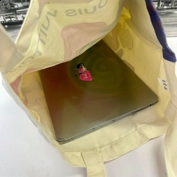 Louis Vuitton White and Blue Tote with Colorful Design - Picture 5 of 11